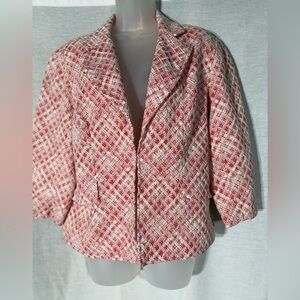 Coldwater Creek Red & White Tweed Blazer Size 16